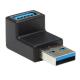 USB 3.0 SuperSpeed Adapter - USB-A to USB-A, M/F, Down Angle, Black