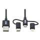 6 ft Universal USB-A to Lightning, USB Micro-B and USB-C Sync/Charge Cable, Black