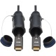 High-Speed Armored HDMI Fiber Active Optical Cable (AOC) with Hooded Connectors - 4K @ 60 Hz, HDR, IP68, M/M, Black, 100 m