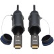 High-Speed Armored HDMI Fiber Active Optical Cable (AOC) with Hooded Connectors - 4K @ 60 Hz, HDR, IP68, M/M, Black, 70 m