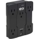 Safe-IT 5-Outlet Surge Protector - USB-A/USB-C Ports, 5-15P Direct Plug-In, 1050 Joules, Antimicrobial Protection, Black