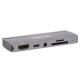 USB-C Docking Station with Clip - HDMI 4K, USB-A, SD/Micro SD, PD Charging 3.0, Thunderbolt 3, Gray