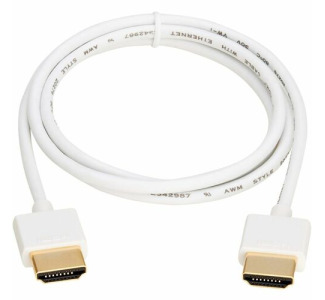 Eaton Tripp Lite Series Slim High-Speed HDMI Cable with Ethernet and Digital Video with Audio, UHD 4K 60 Hz (M/M), White, 3 ft. (0.9 m)