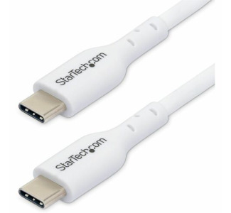 StarTech.com 6ft (1.8m) White USB-C Charging Cable, USB 2.0 Type-C Laptop Charger Cord, 60W Power Delivery, TPE Jacket, Data Transfer Cable