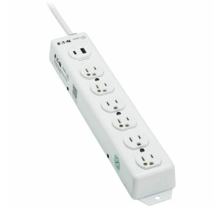 Eaton Tripp Lite Series Safe-IT UL 1363 Medical-Grade Power Strip, 6 Hospital-Grade Outlets, USB Charging, Safety Covers, Antimicrobial, 2 ft. Cord