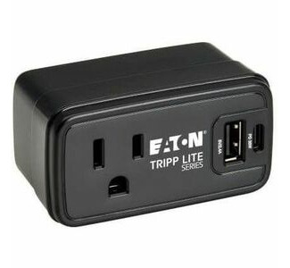 Eaton Tripp Lite Series Power It! 1-Outlet Universal Travel Charger and Power Strip - 5-15R Outlet, USB-C and USB-A Ports, 32W PD Charging, 5-15P Direct Plug-In, Black