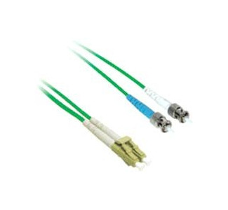 3m LC-ST 50/125 OM2 Duplex Multimode PVC Fiber Optic Cable - Green