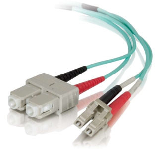 C2G 1m LC-SC 40/100Gb 50/125 OM4 Duplex Multimode PVC Fiber Optic Cable - Aqua