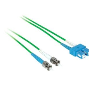 2m SC-ST 50/125 OM2 Duplex Multimode PVC Fiber Optic Cable - Green