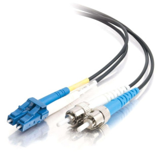 1m LC-ST 9/125 OS1 Duplex Singlemode PVC Fiber Optic Cable - Black