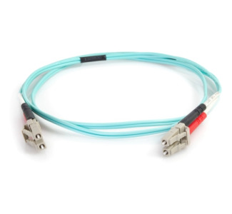 C2G 1m LC-LC 40/100Gb 50/125 OM4 Duplex Multimode PVC Fiber Optic Cable - Aqua