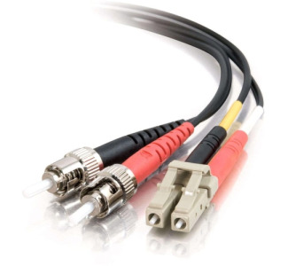 10m LC-ST 62.5/125 OM1 Duplex Multimode PVC Fiber Optic Cable - Black