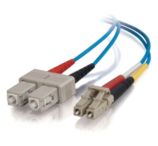 2m LC-SC 50/125 OM2 Duplex Multimode PVC Fiber Optic Cable - Blue