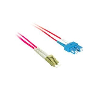 10m LC-SC 50/125 OM2 Duplex Multimode PVC Fiber Optic Cable - Red