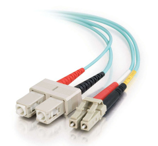 C2G 9m LC-SC 10Gb 50/125 OM3 Duplex Multimode PVC Fiber Optic Cable - Aqua