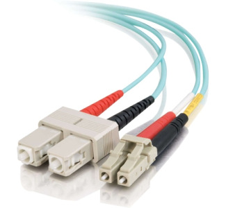 C2G 50m LC-SC 10Gb 50/125 OM3 Duplex Multimode PVC Fiber Optic Cable - Aqua