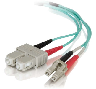 C2G 0.5m LC-SC 50/125 OM4 Duplex Multimode PVC Fiber Optic Cable - Aqua