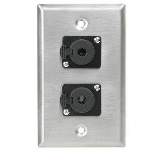 Single Gang Stainless Steel Plate with (2) Female Locking TRS connector