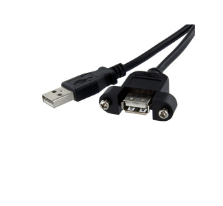 1ft Panel Mount USB Cable, A to A - F/M