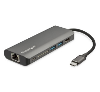 StarTech.com USB C Multiport Adapter - USB Type-C Travel Dock to 4K HDMI, 3x USB Hub, SD, GbE, 60W PD 3.0 Pass-Through - Mini Laptop Dock