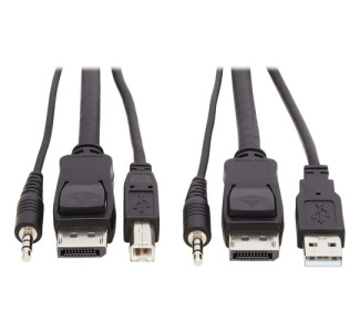 Tripp Lite DisplayPort KVM Cable Kit 3 in 1 4K USB 3.5mm Audio 3xM/3xM 10ft