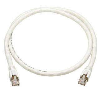 Cat8 40G Snagless SSTP Ethernet Cable (RJ45 M/M), PoE, White, 1 ft. (0.3 m)